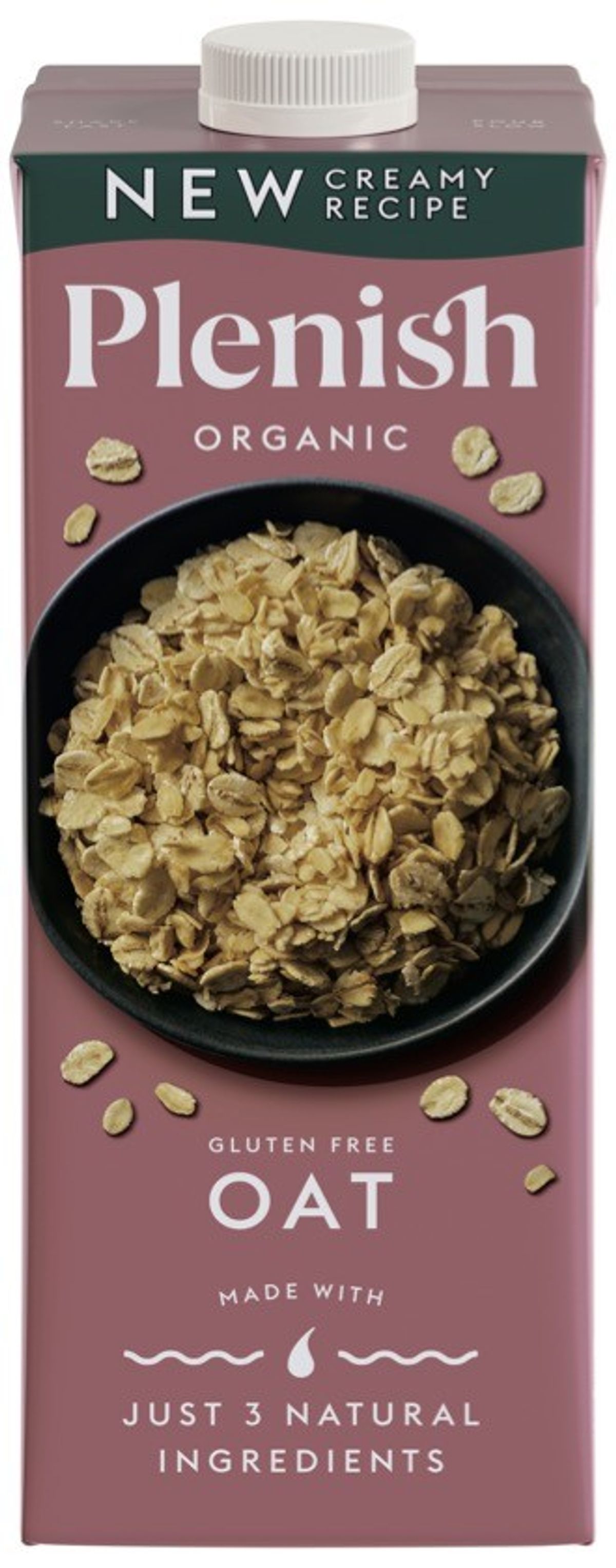 A glass of Plenish Enriched Oat M*lk highlighting its creamy texture and nutritional value