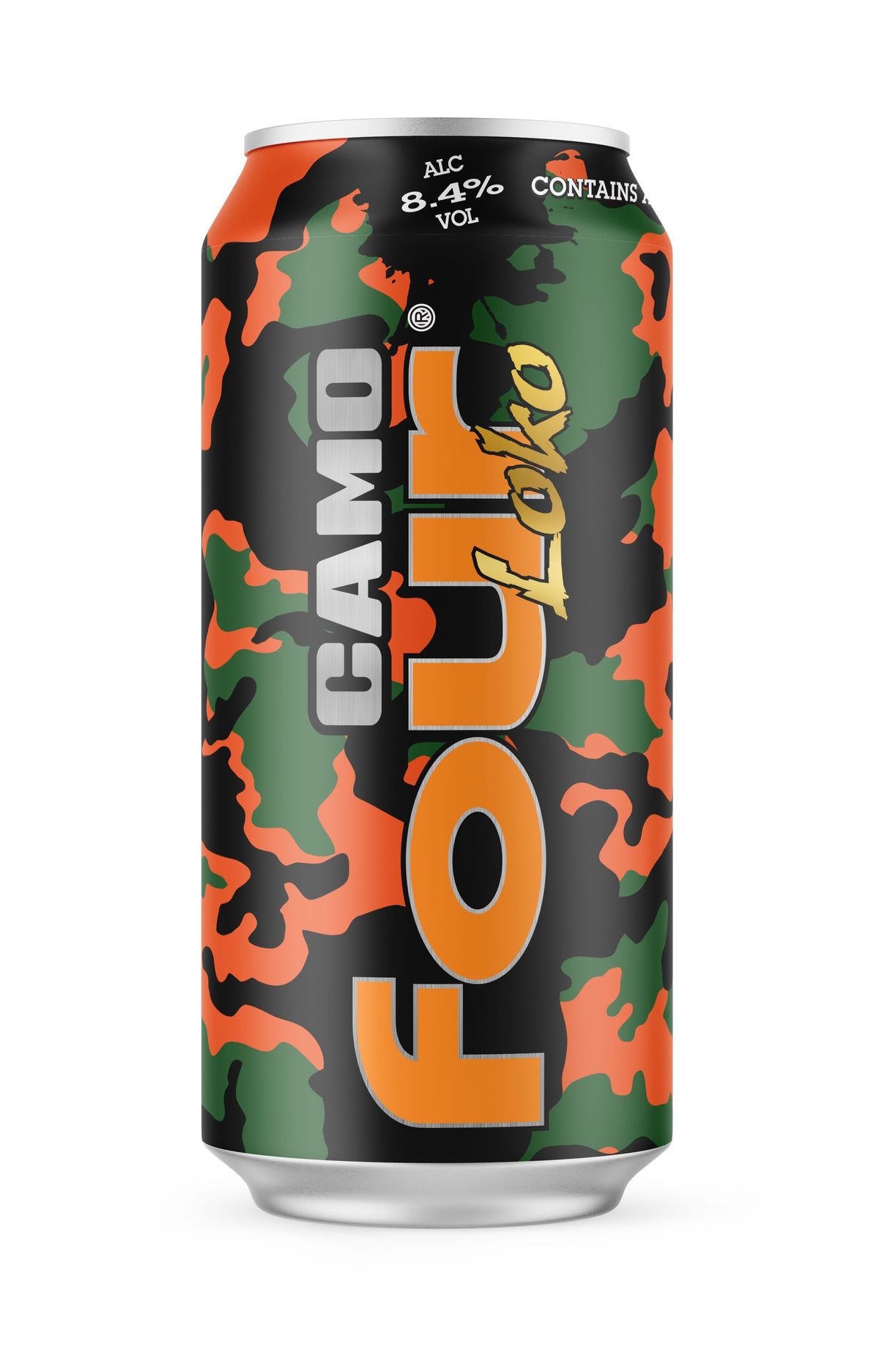 Four Loko Camo Mango can design with bold camo