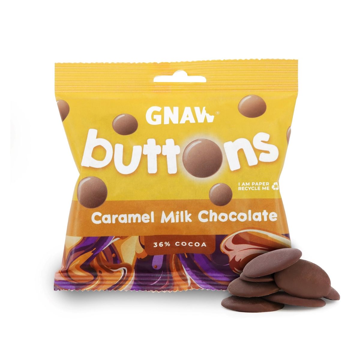 GNAW trials 100% recyclable paper wrappers for choc buttons