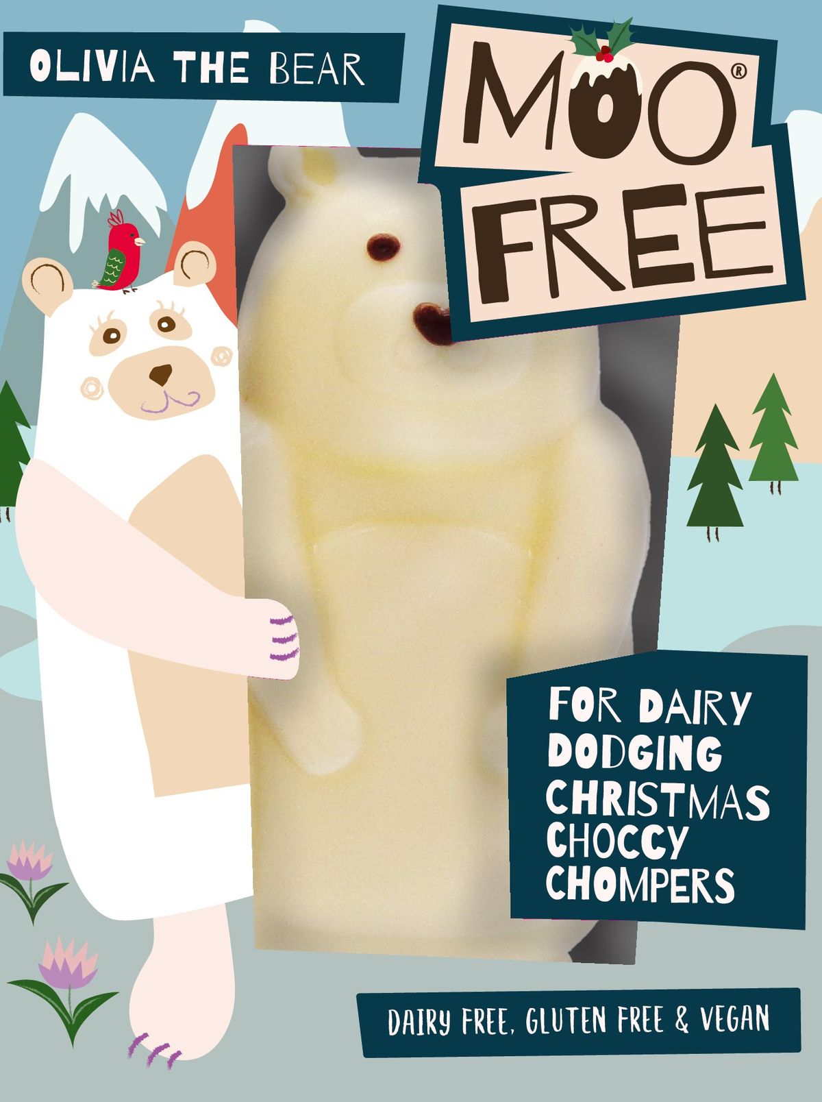 Moo Free adds to festive favourites with Olivia the Bear and White Choccy Snowball