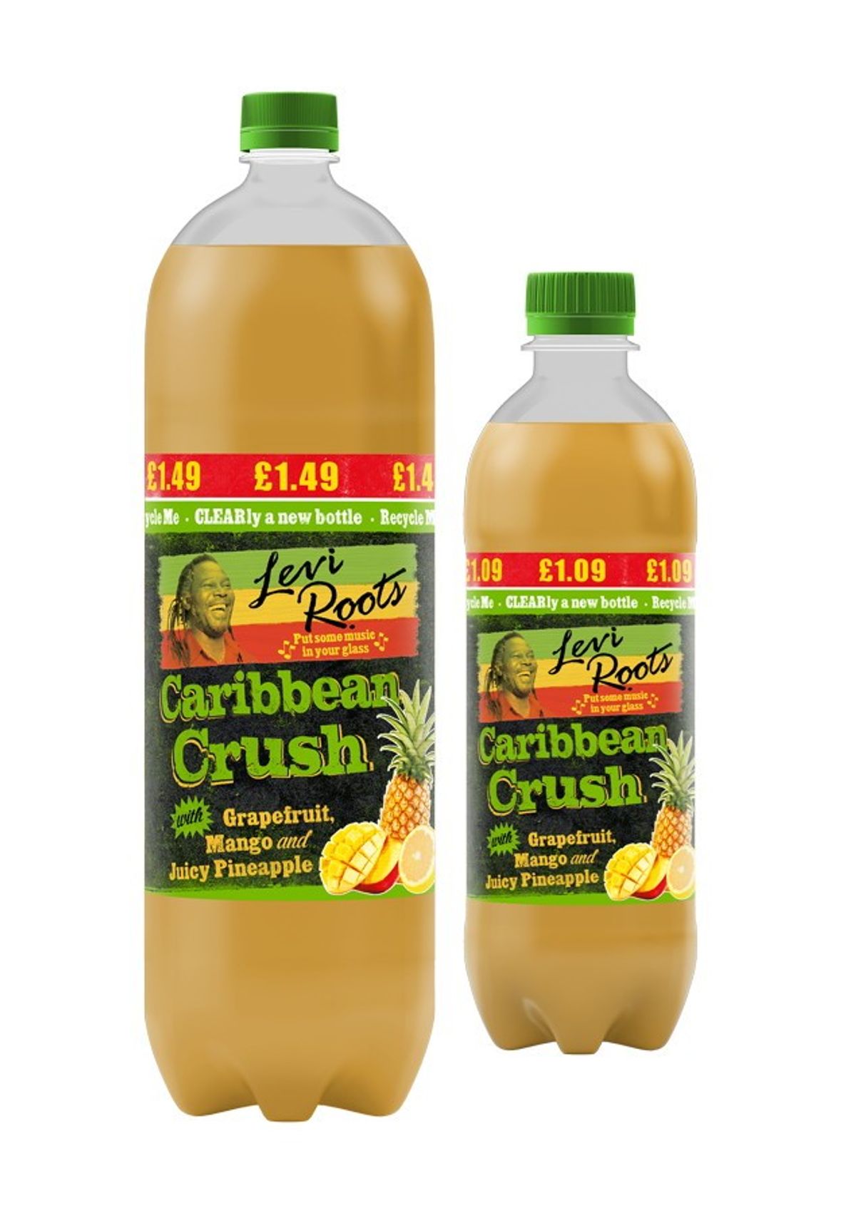 Levi Roots introduces fully recyclable clear plastic bottles for Caribbean Crush