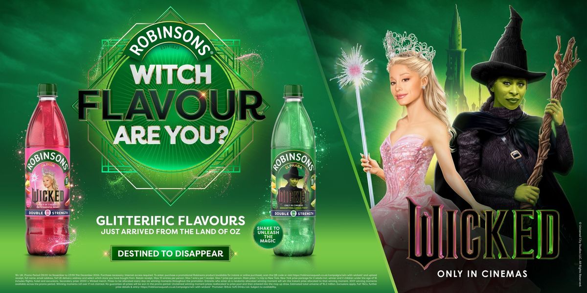 Robinsons limited edition flavours, on-pack promo with Universal Pictures’ ‘Wicked’ movie