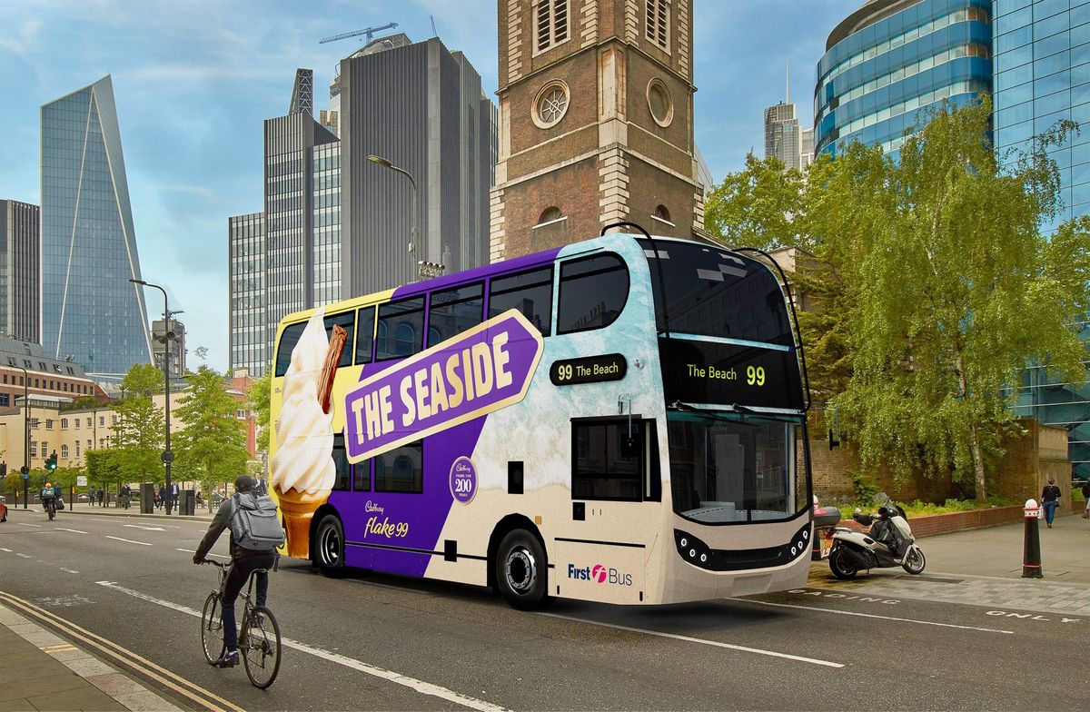 Cadbury Flake launches free ’99’ bus ferrying families to the beach