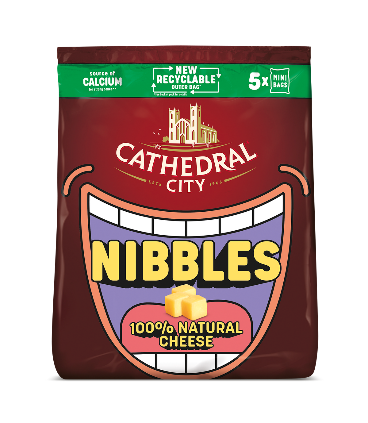 Cathedral City refreshes Nibbles line - new design, recyclable bag