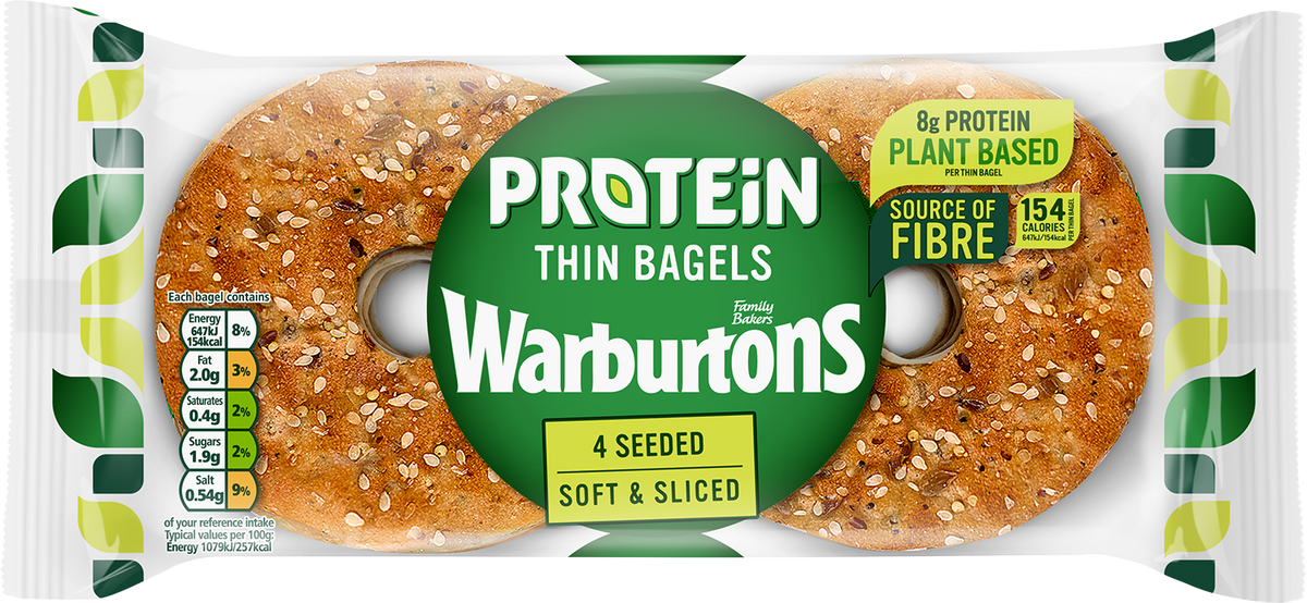 Warburtons goes for protein with plant-based bagel thins