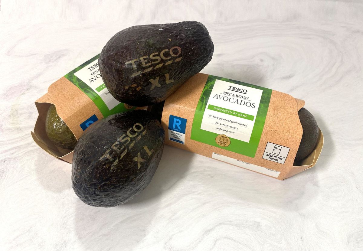 Tesco lasering avocados with product information in test to ditch stickers