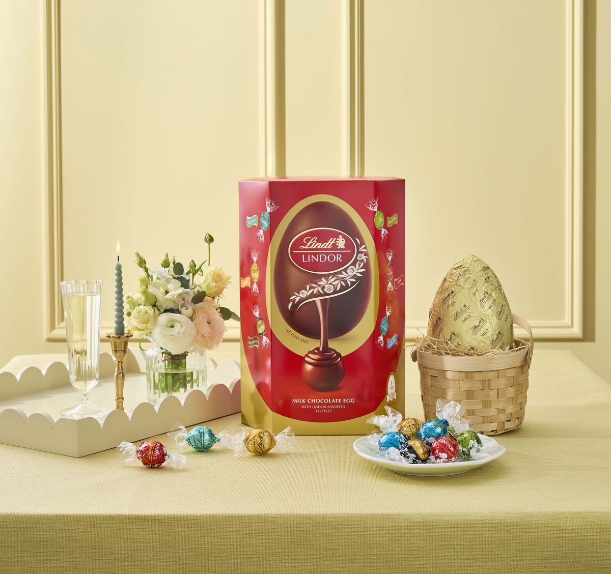 LINDOR Rainbow Easter Egg 310g with assorted truffles – Milk, White, Dark, and Salted Caramel