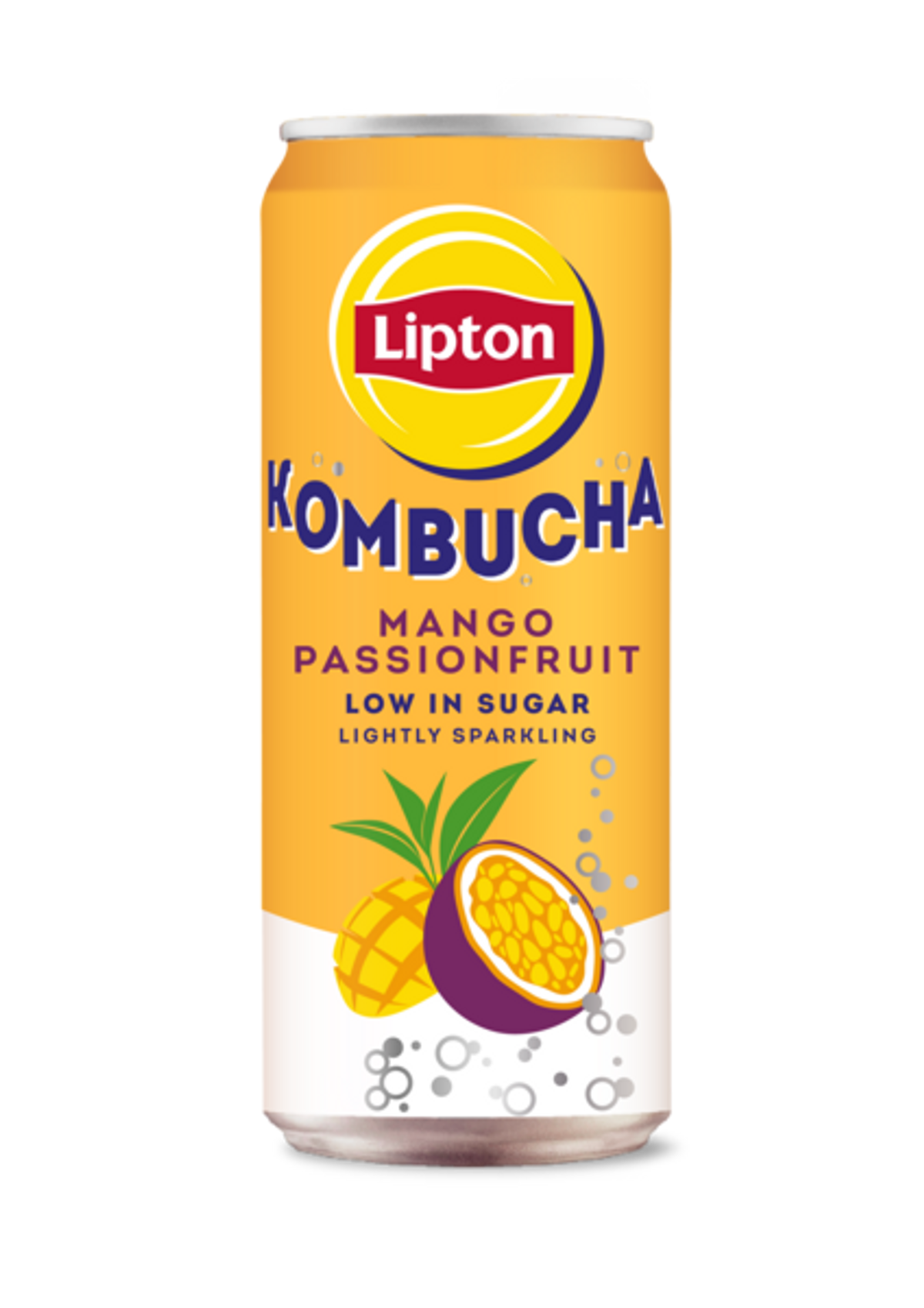 Lipton Kombucha range featuring Strawberry Mint, Raspberry, and Mango Passionfruit flavours.