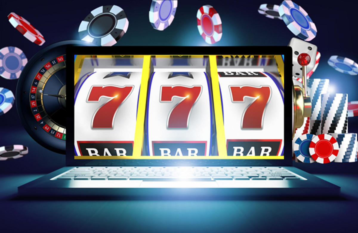 Online Casino Games Laptop Concept 3D Illustration Pro Photo