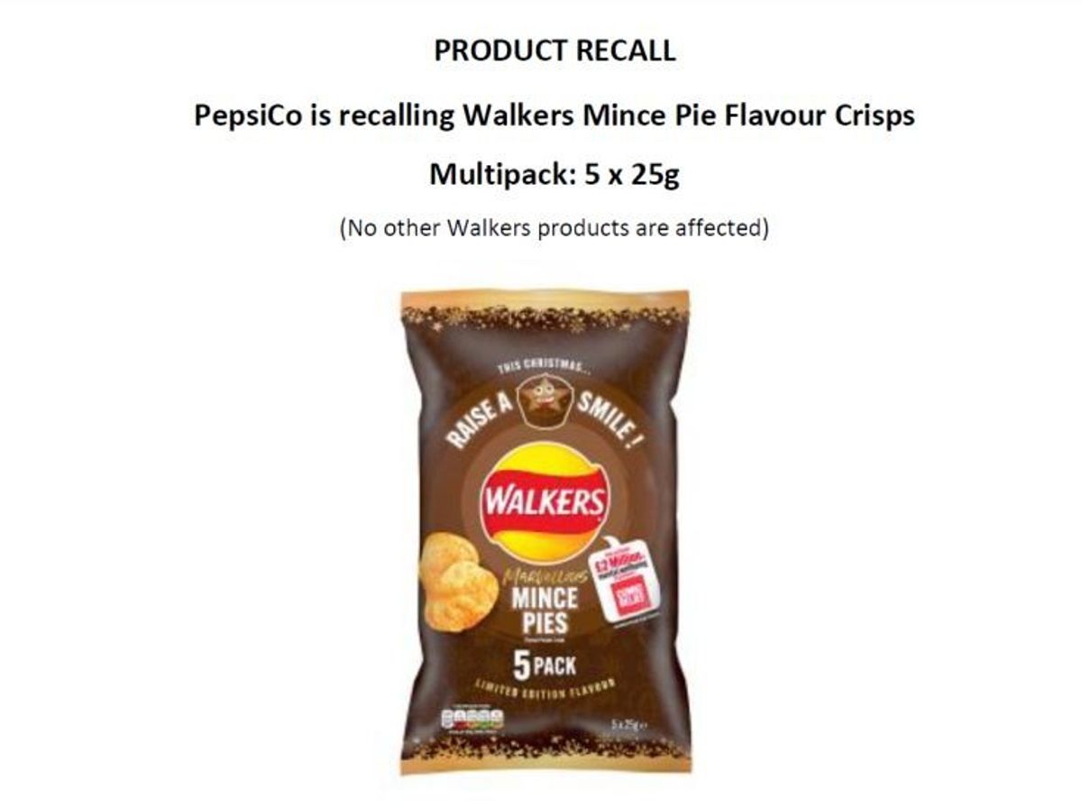 PepsiCo recalls Walkers crisps