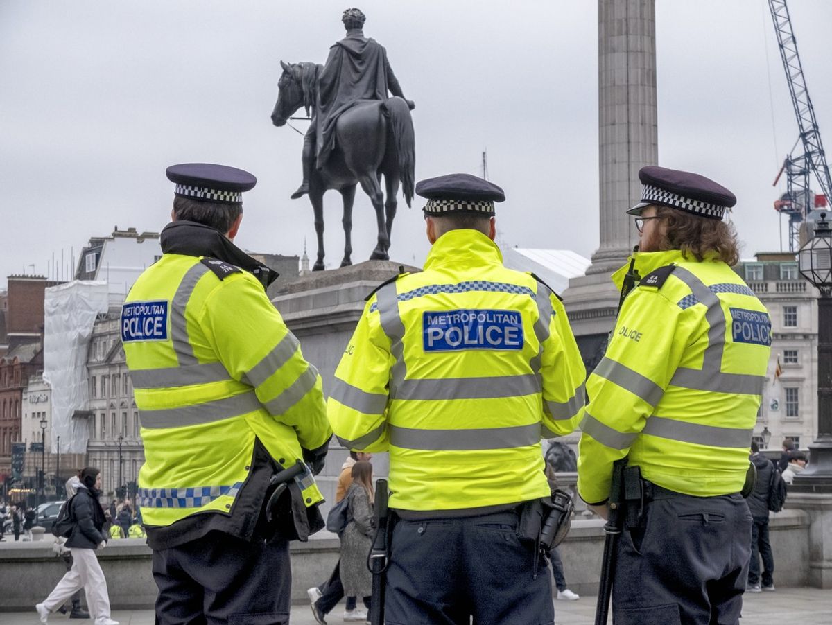 Police officers in Trafalgar Square, London