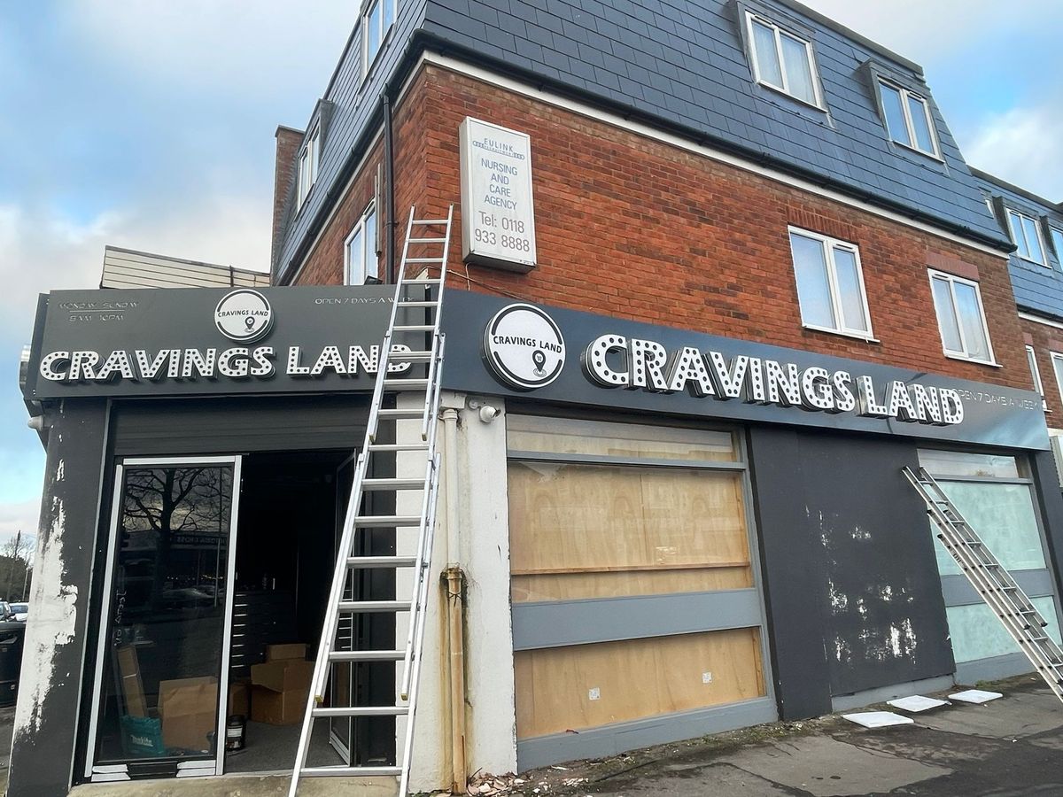 The upcoming Cravings Land grocery and convenience store at the junction of Basingstoke Road and Buckland Avenue in Whitley. 